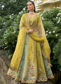 Multicolor silk lehenga choli with intricate badla and thread embroidery for wedding wear