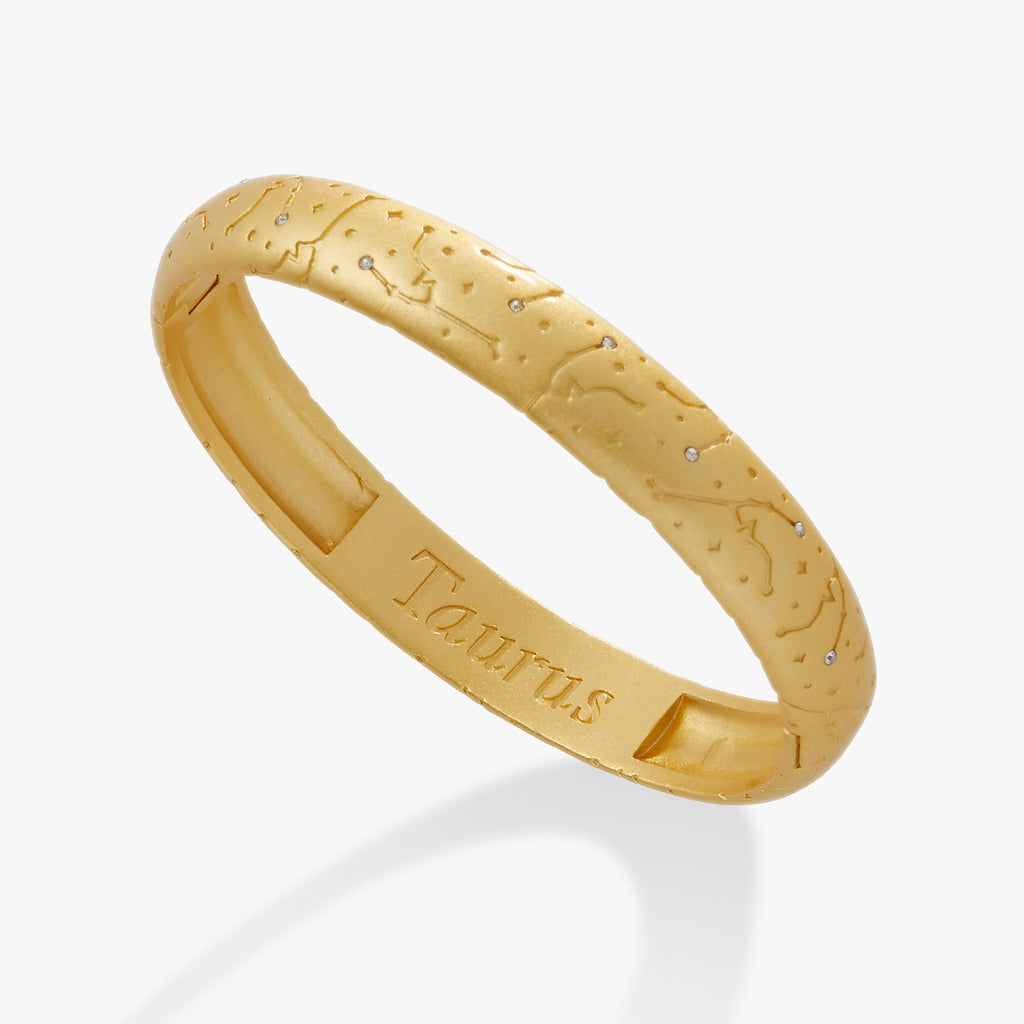 Taurus Zodiac Hinge Bangle Bracelet in Gold and Silver