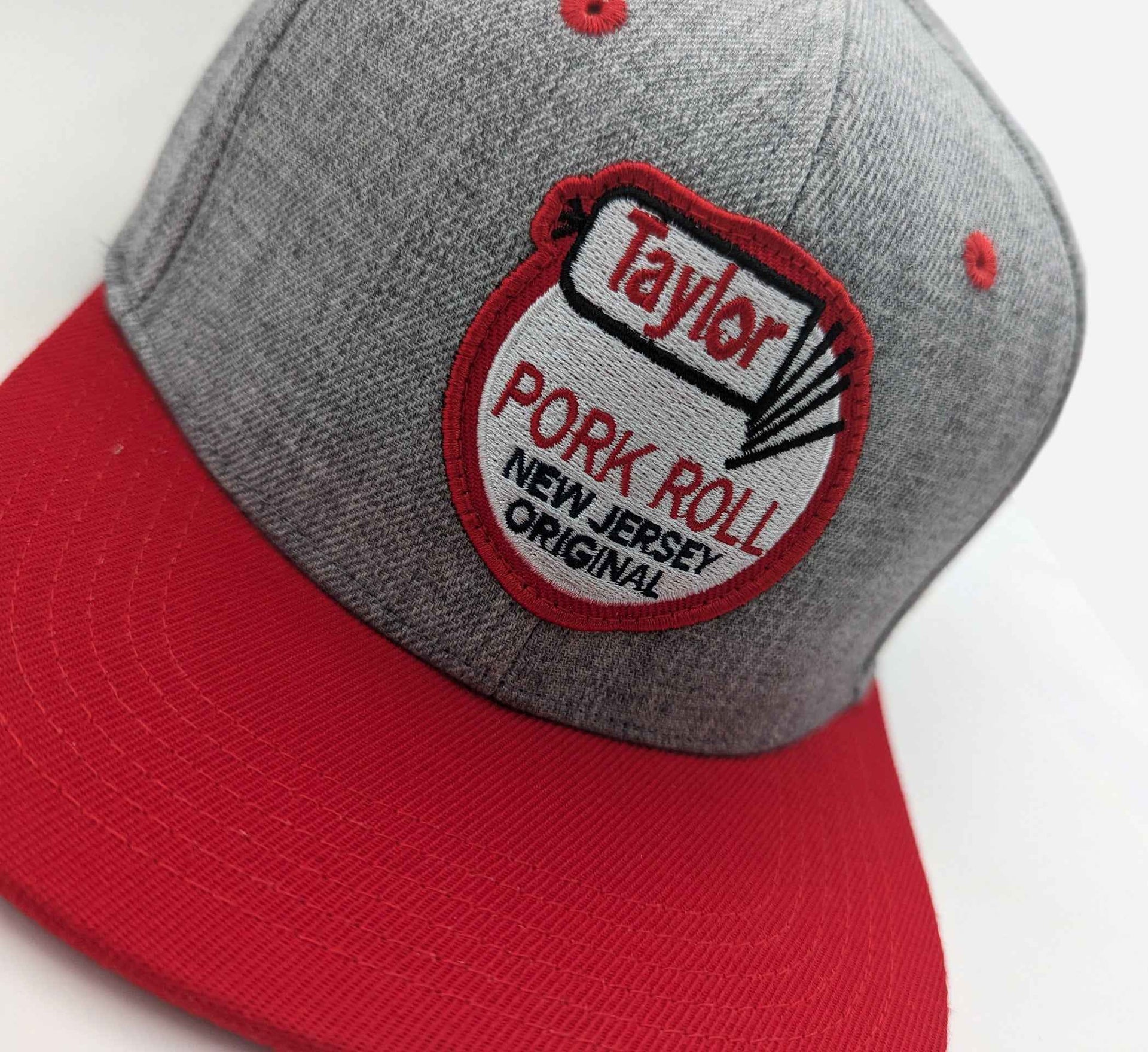 Taylor Ham Pork Roll Trucker Hat - Unisex Grey and Red Streetwear