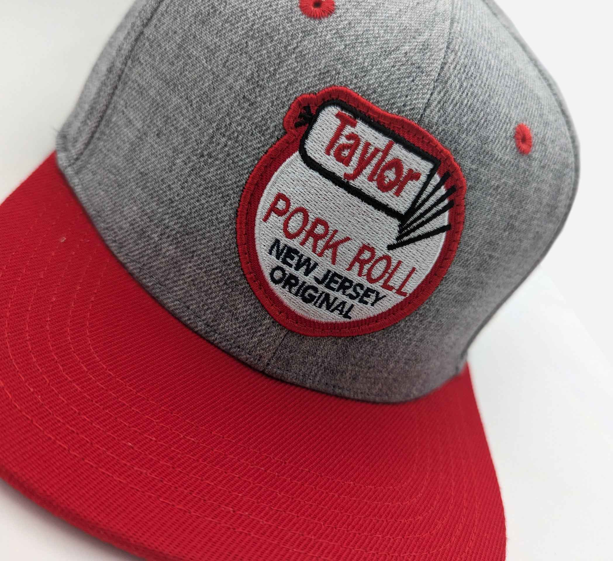 Taylor Ham Pork Roll Trucker Hat - Unisex Grey and Red Streetwear