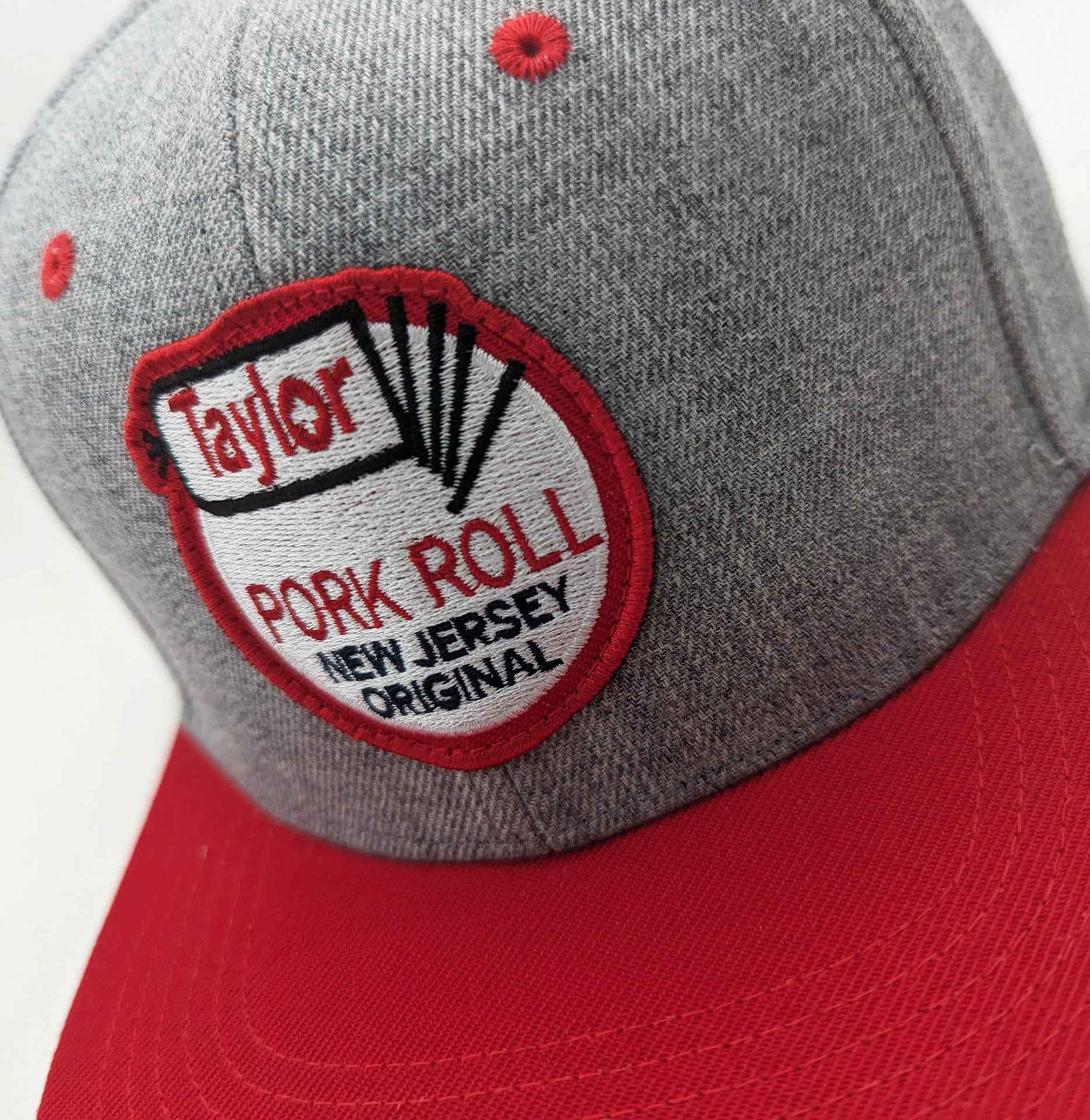 Taylor Ham Pork Roll Trucker Hat - Unisex Grey and Red Streetwear