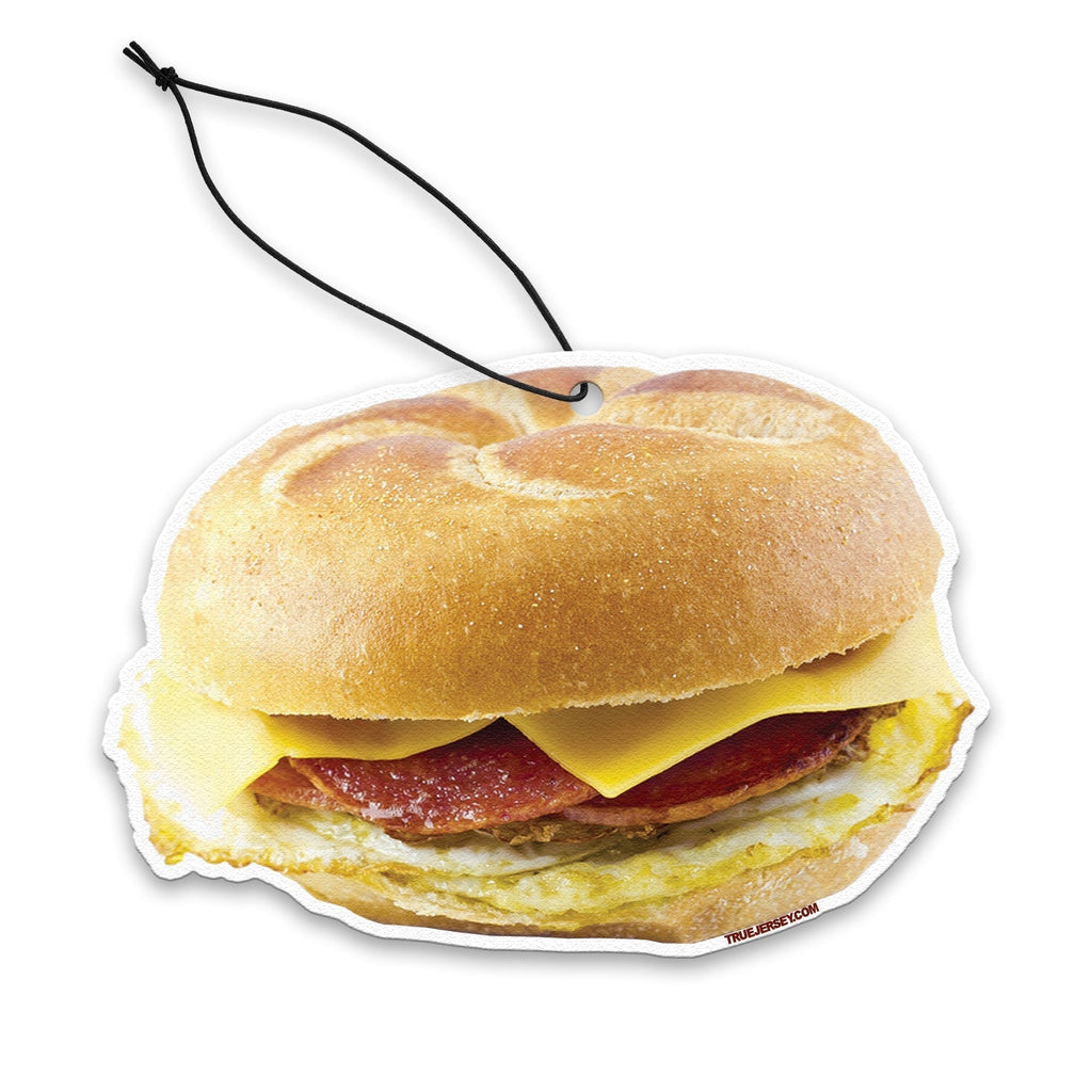 True Jersey Taylor Pork Roll, Egg and Cheese air freshener in a heat-sealed poly bag.