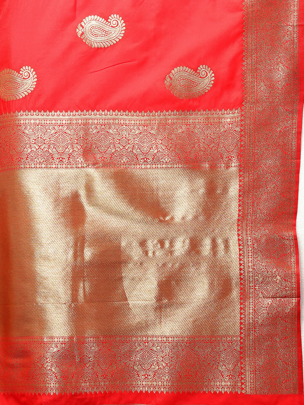 Red Soft Silk Saree with Gold Zari Woven Design
