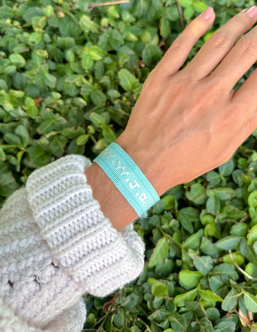 Teal WWJD Embroidered Woven Bracelet