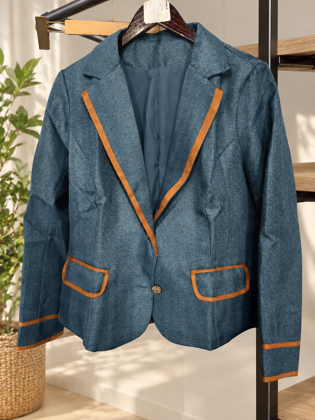 Women's Vintage-Inspired Contrast-Trim Blazer
