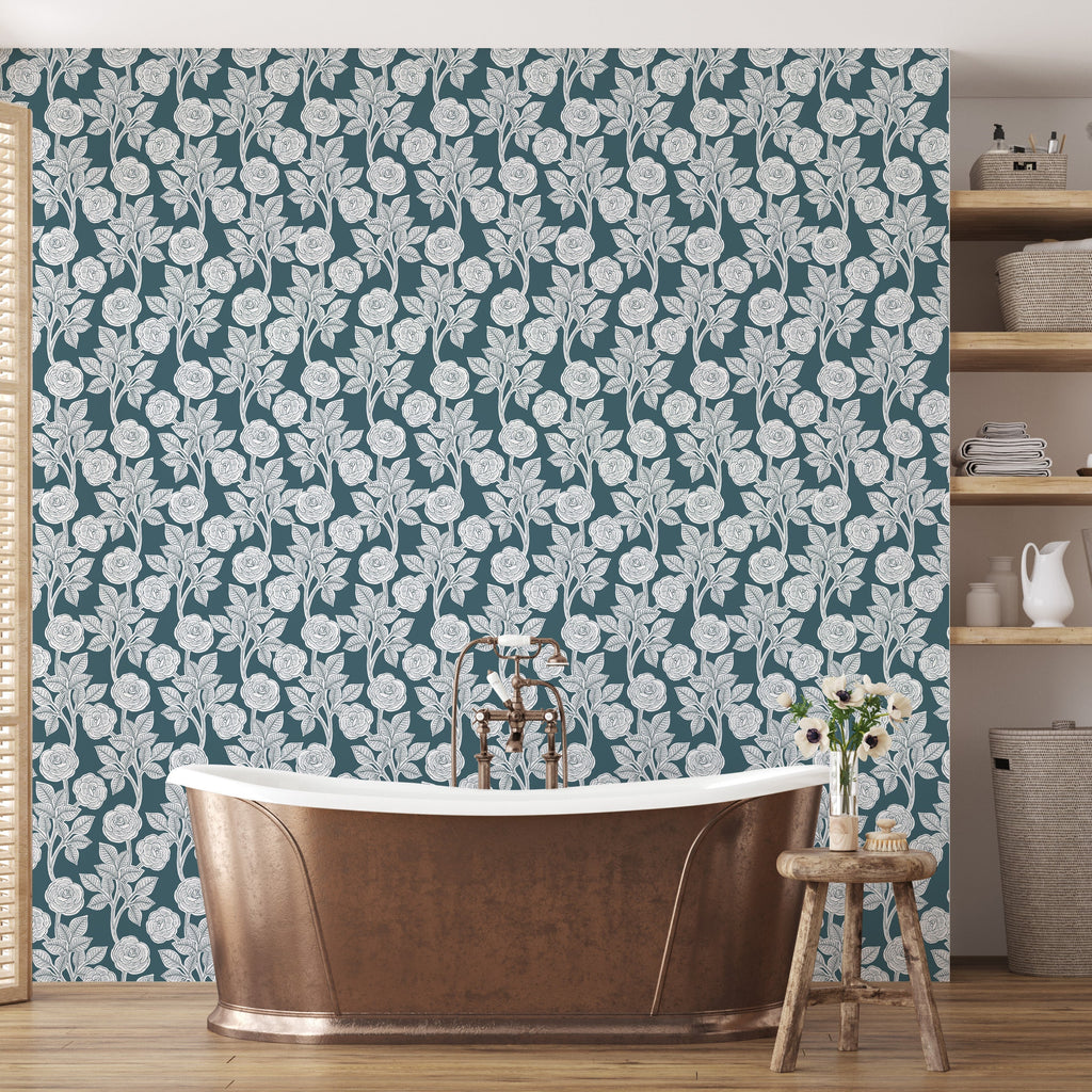 Mulberry wallpaper design by Gooseberry Moon installed on a feature wall