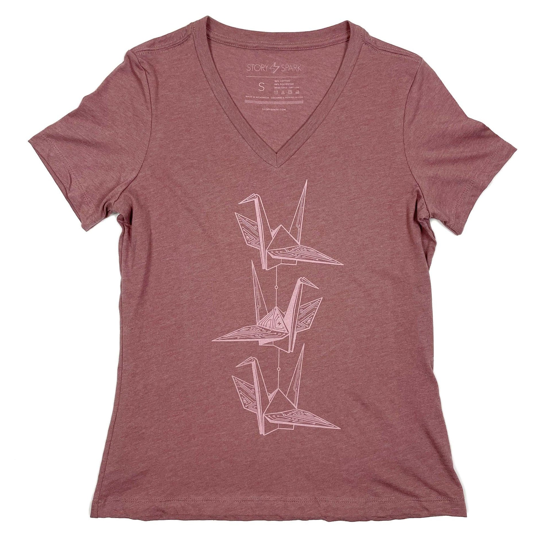 Women's Origami Crane Tech T-Shirt in Mauve