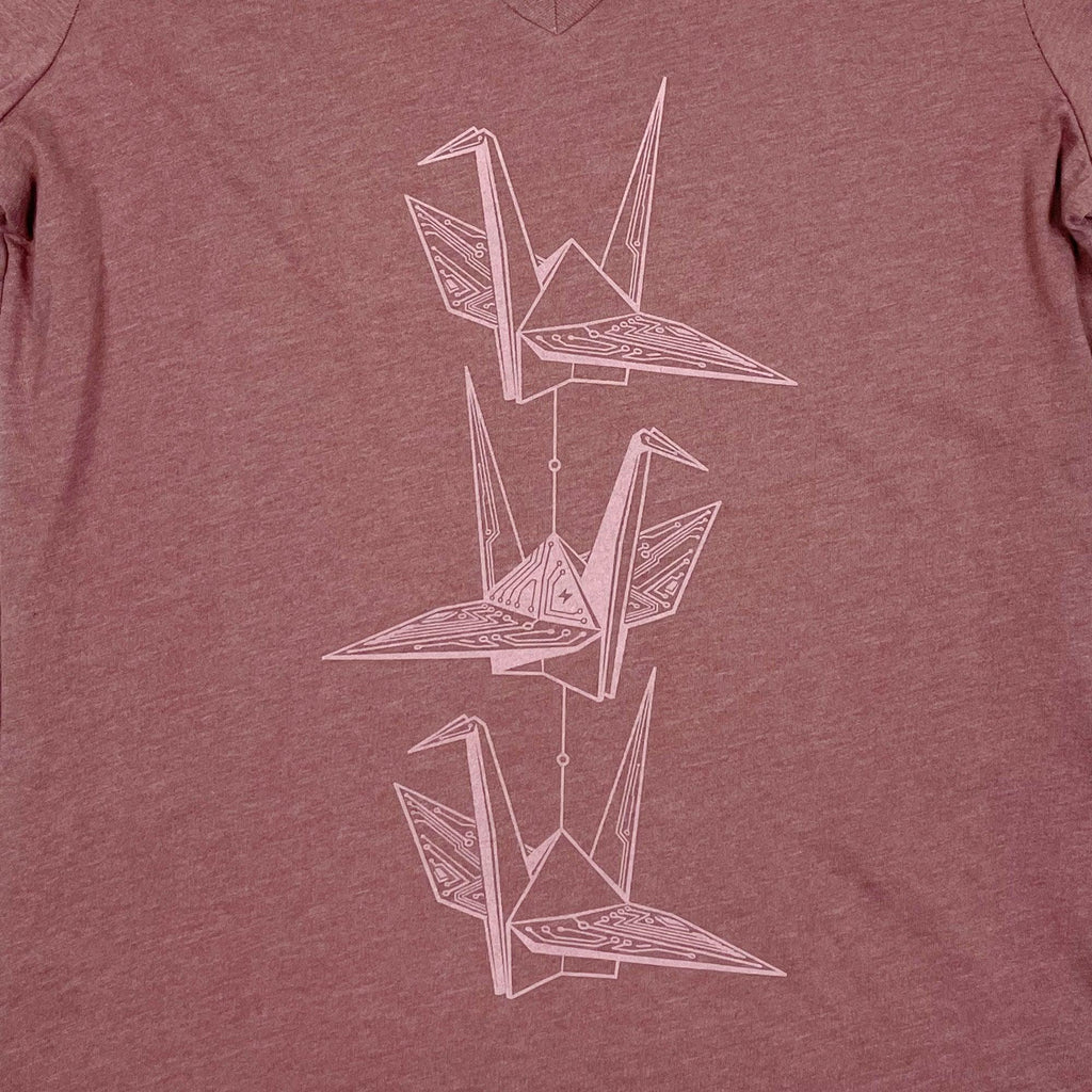 Women's Origami Crane Tech T-Shirt in Mauve