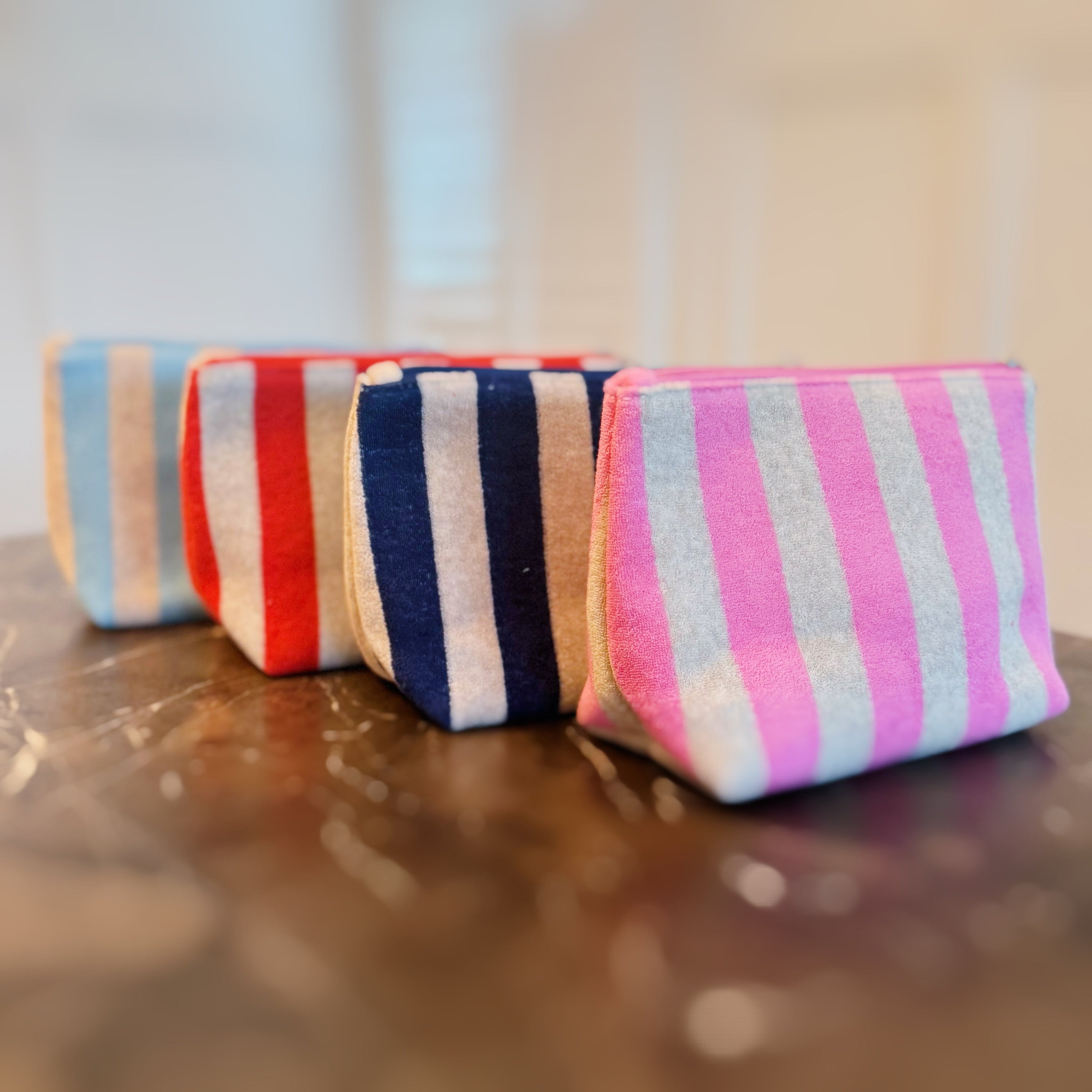 Terry Striped Everything Pouch Cosmetic Case