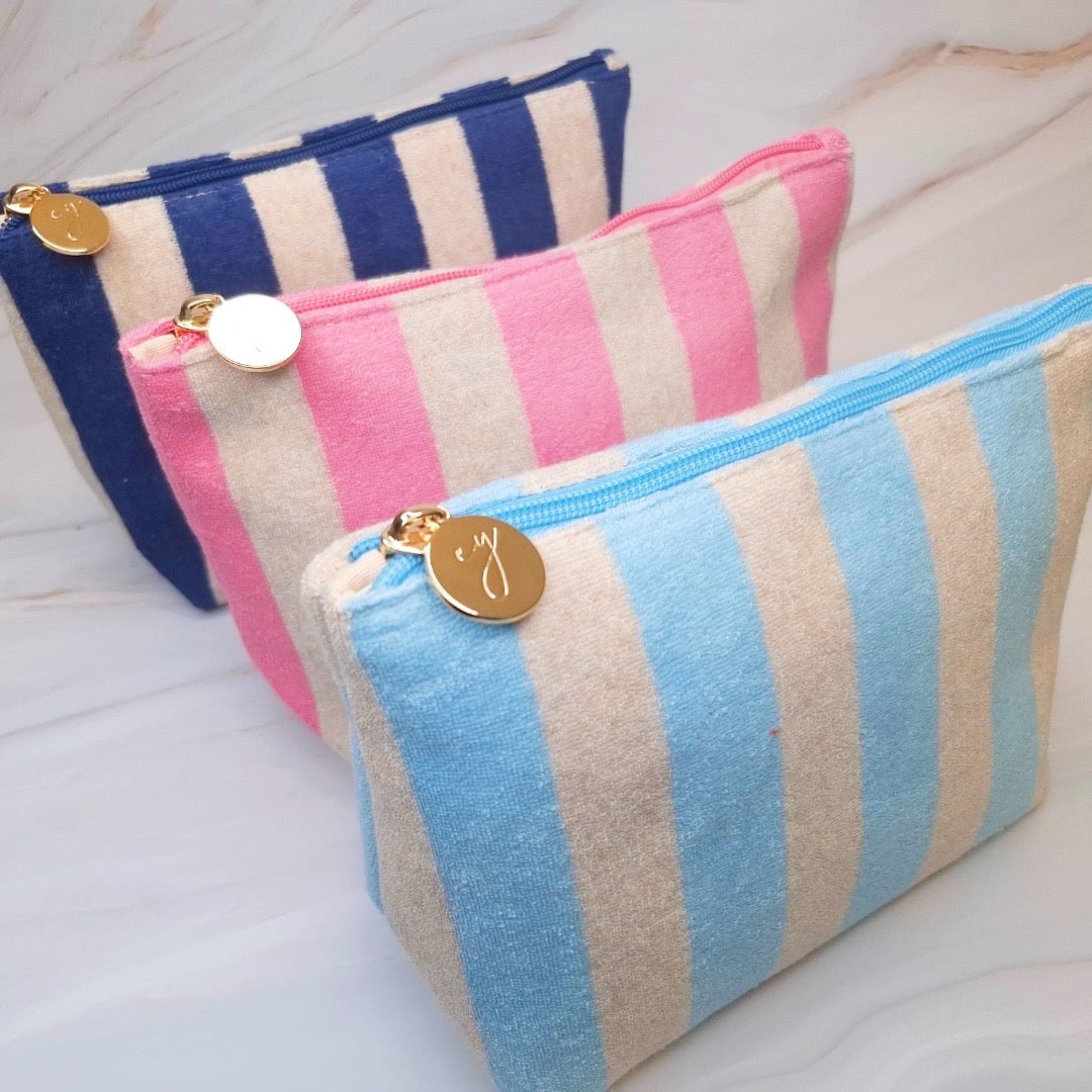 Terry Striped Everything Pouch Cosmetic Case