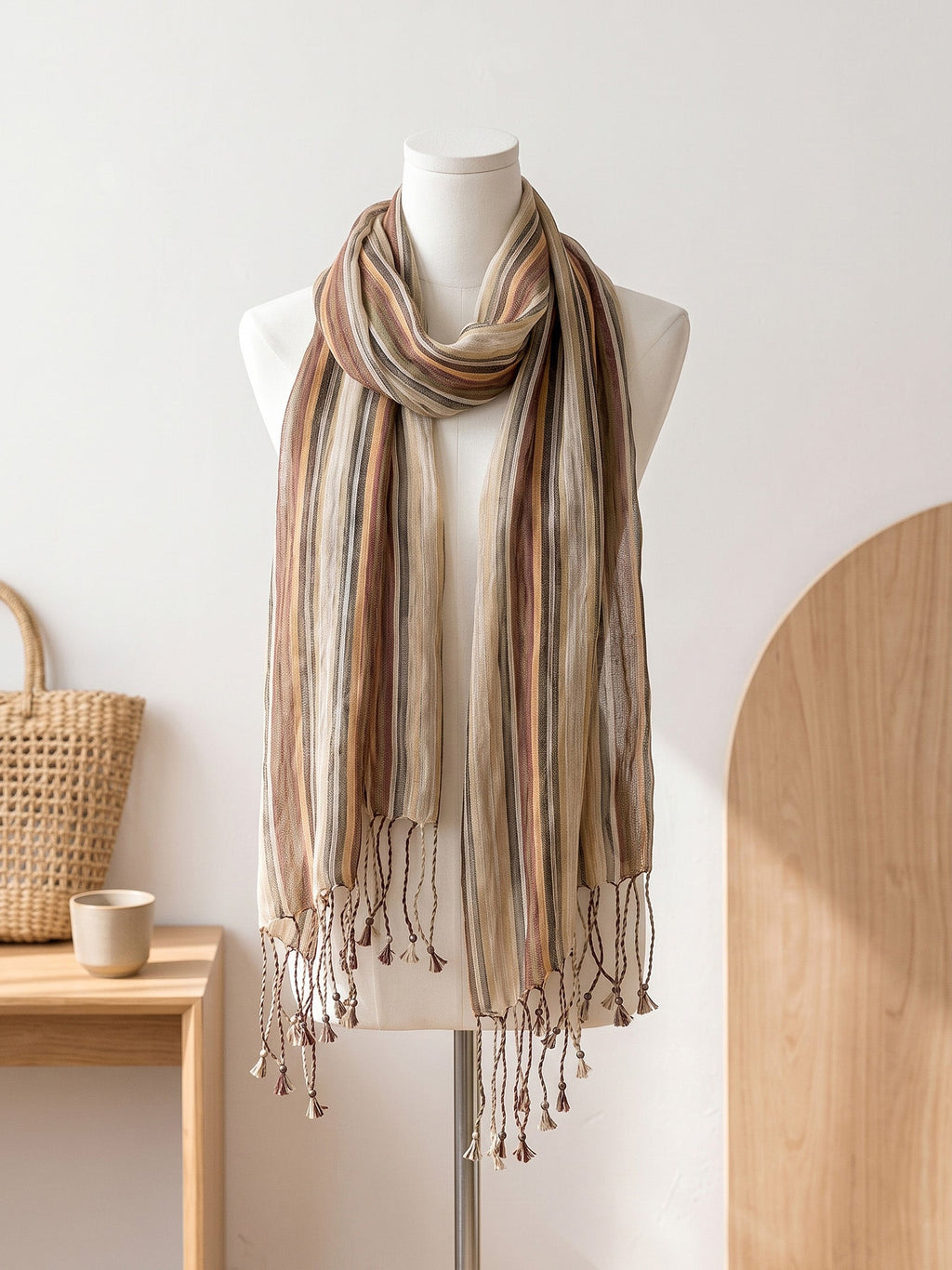 Textured Linen Lightweight Wrap Scarf