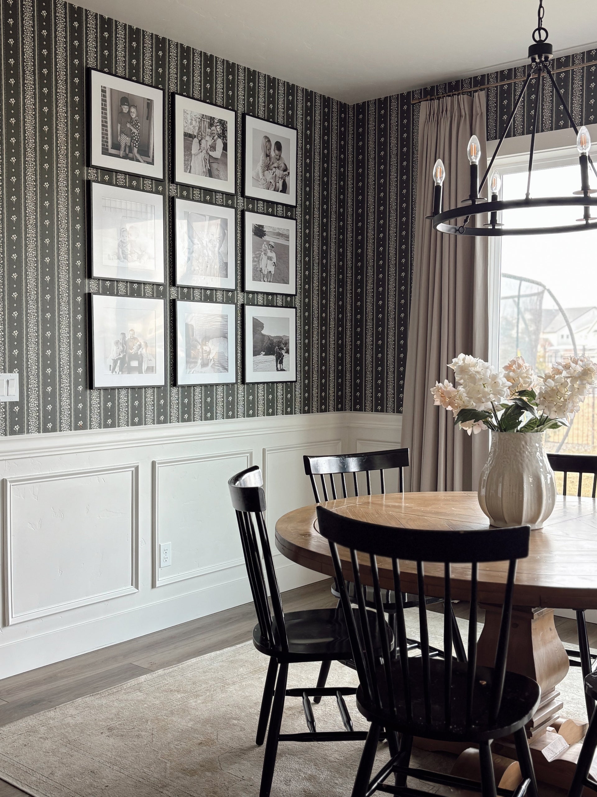 Lyla Striped Wallpaper in Burgundy, Blue, and Cream