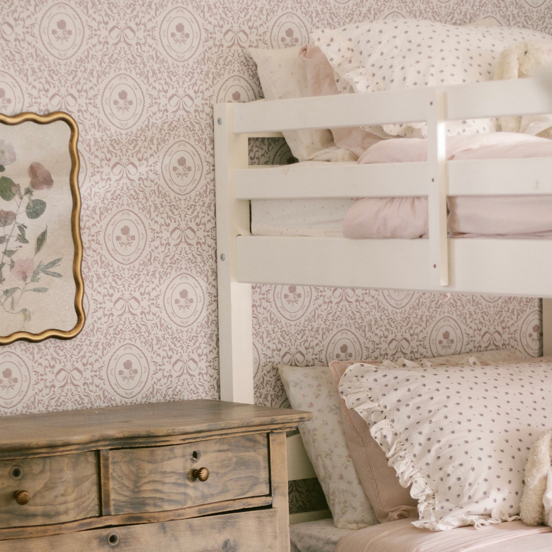 Louise Floral Removable Wallpaper in Classic Beige and Cream