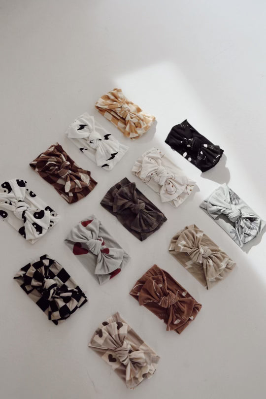 Bamboo Head Wrap | Faded Brown Checkerboard