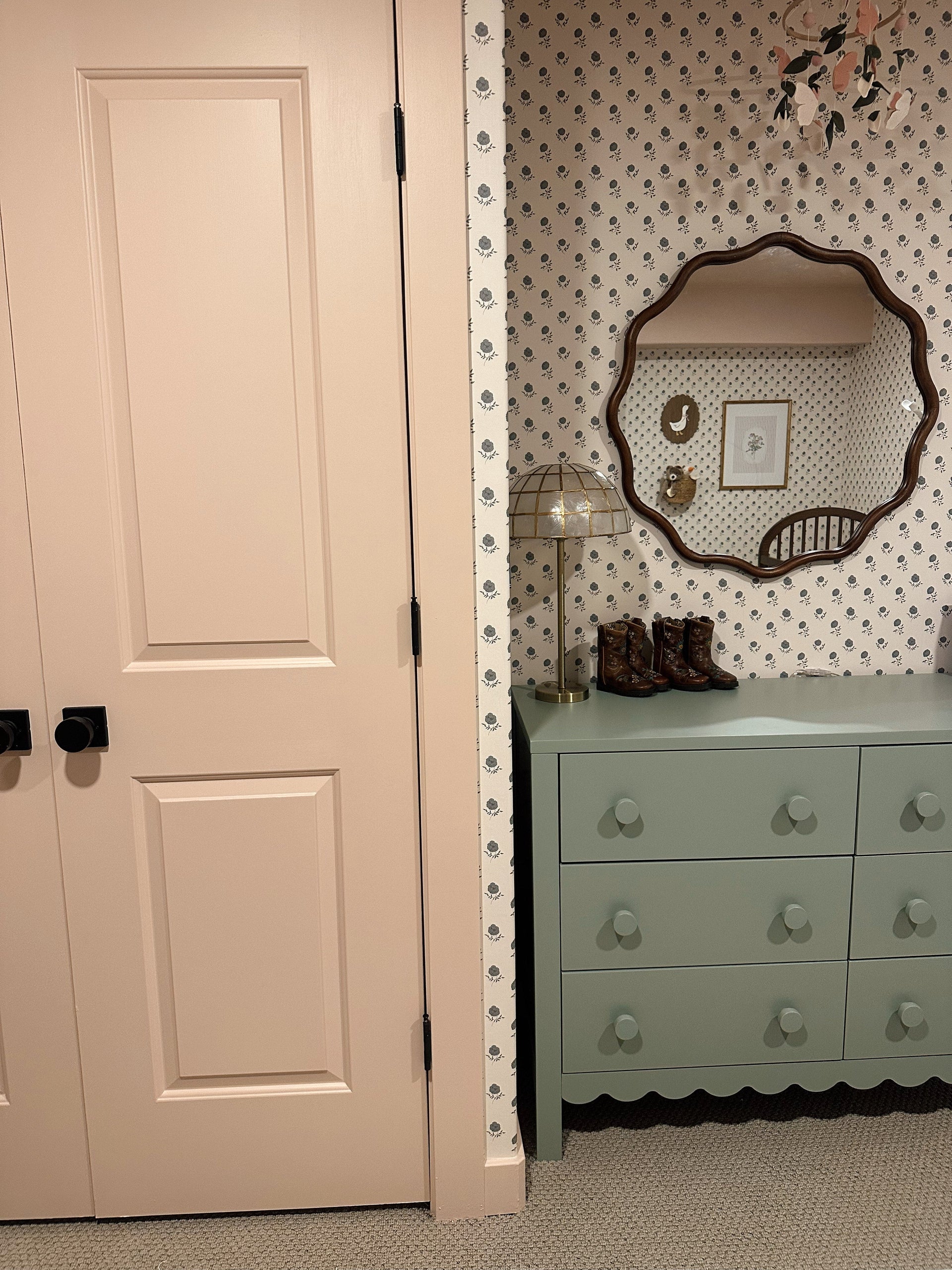 Elle Floral Removable Wallpaper in Cream Grey Blush Sage-green