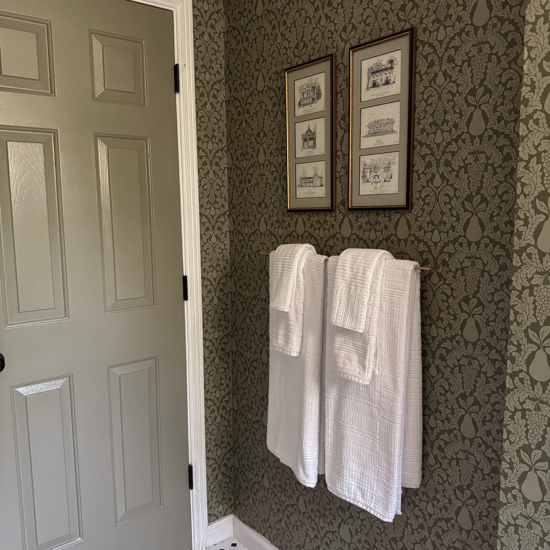 Felipe botanical wallpaper in shades of olive and sage green