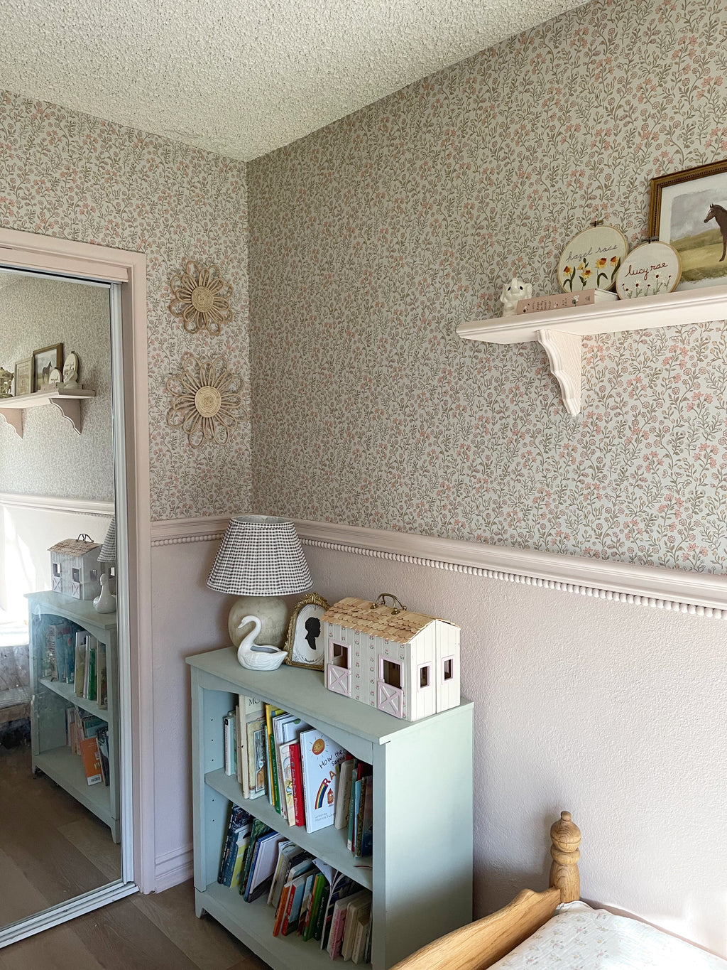 Penelope Floral Removable Wallpaper, Pink, White, and Cream