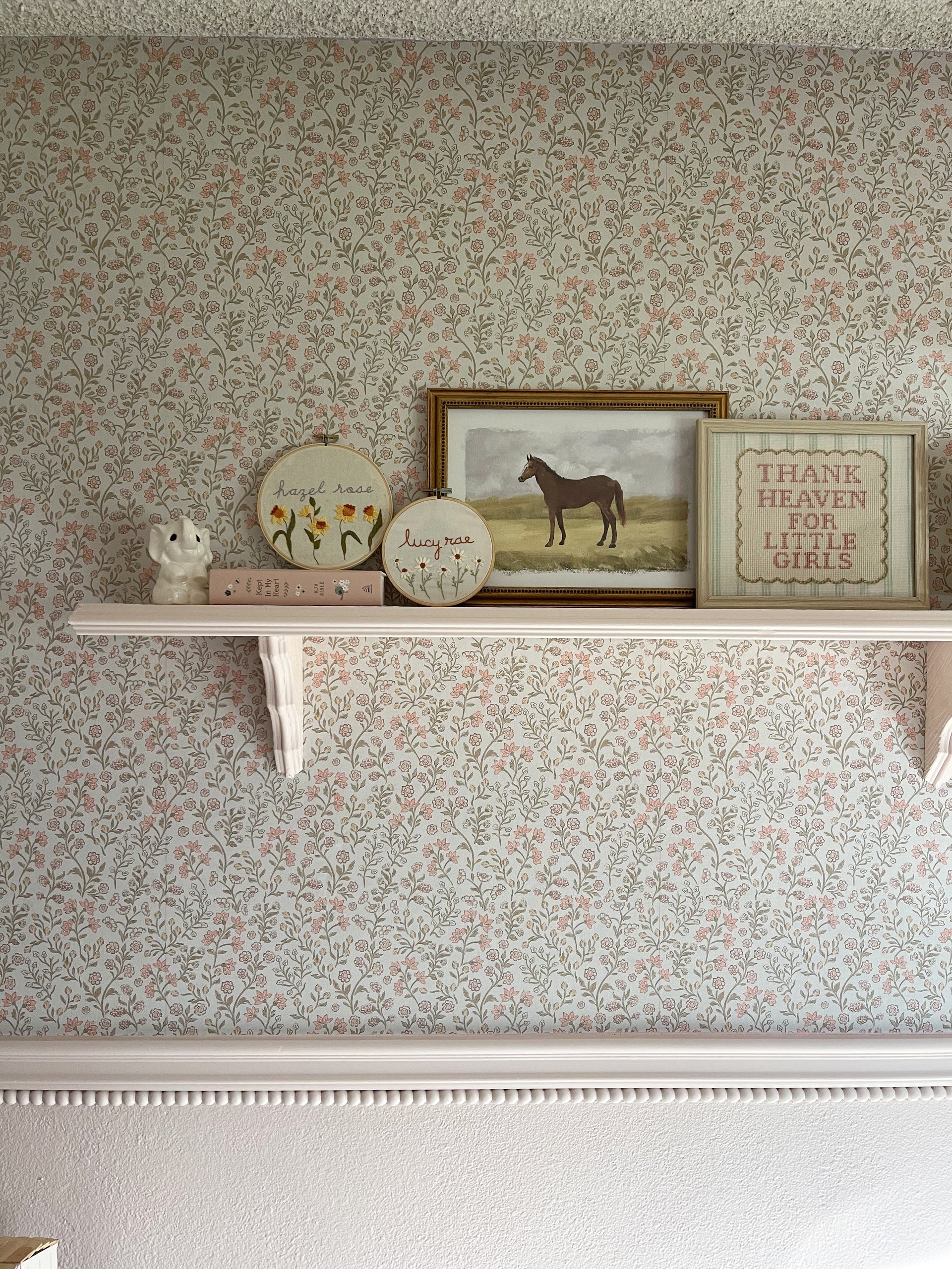 Penelope Floral Removable Wallpaper, Pink, White, and Cream