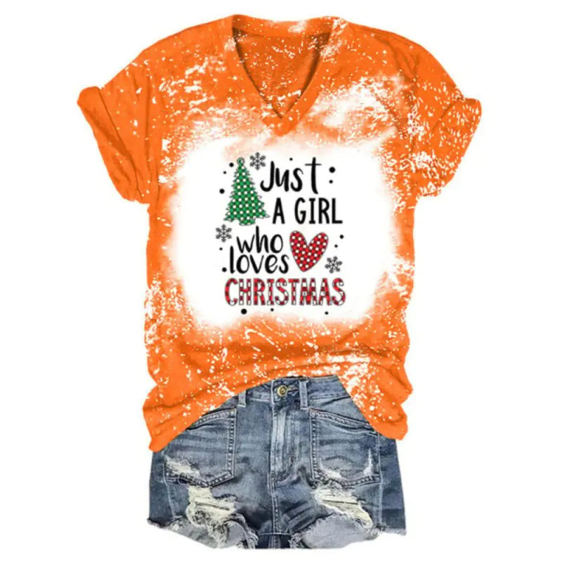 Women's Graphic Print V-Neck T-Shirt Casual Short Sleeve Tee