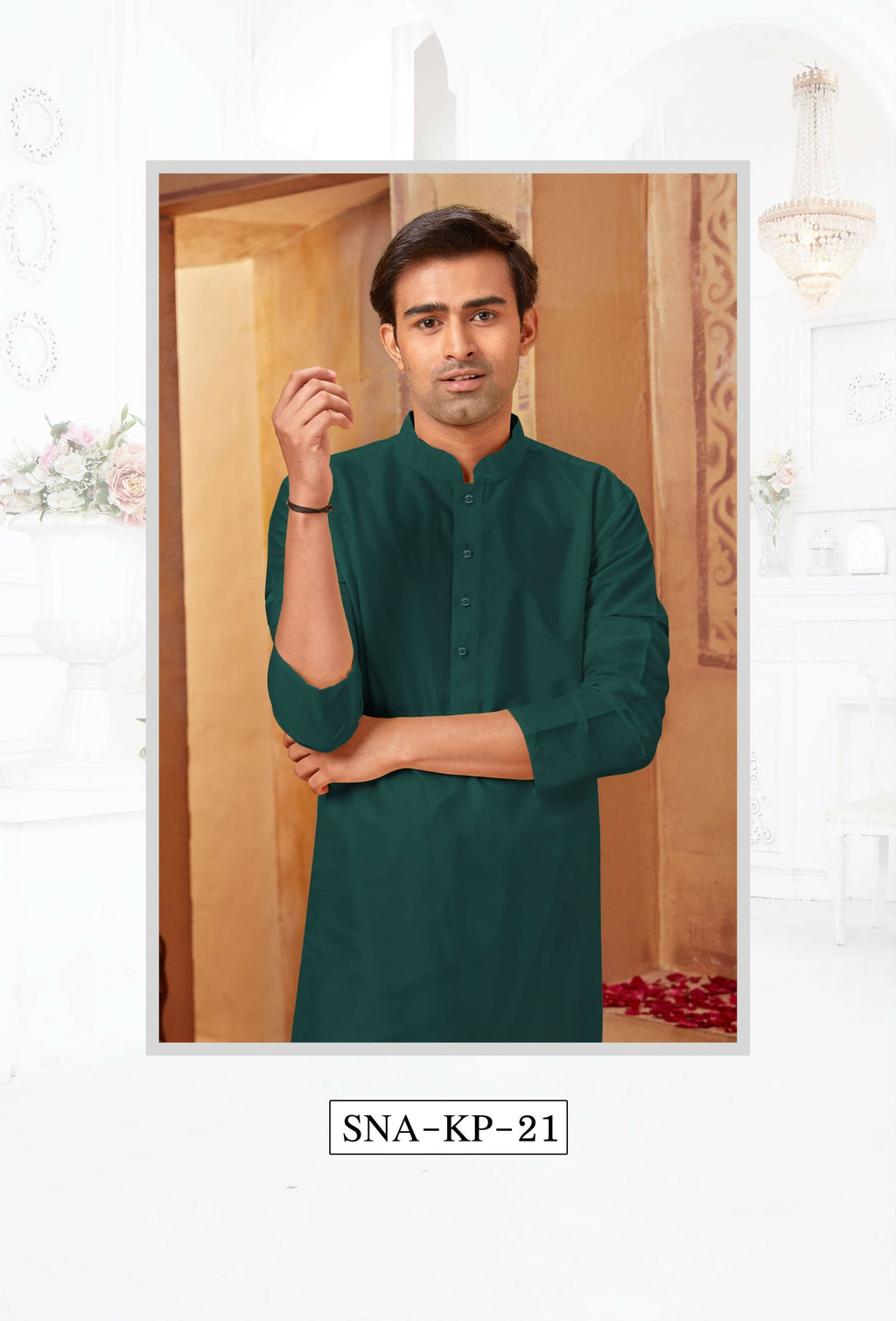 Bottle Green Art Silk Kurta Pyjama for Babies and Toddlers