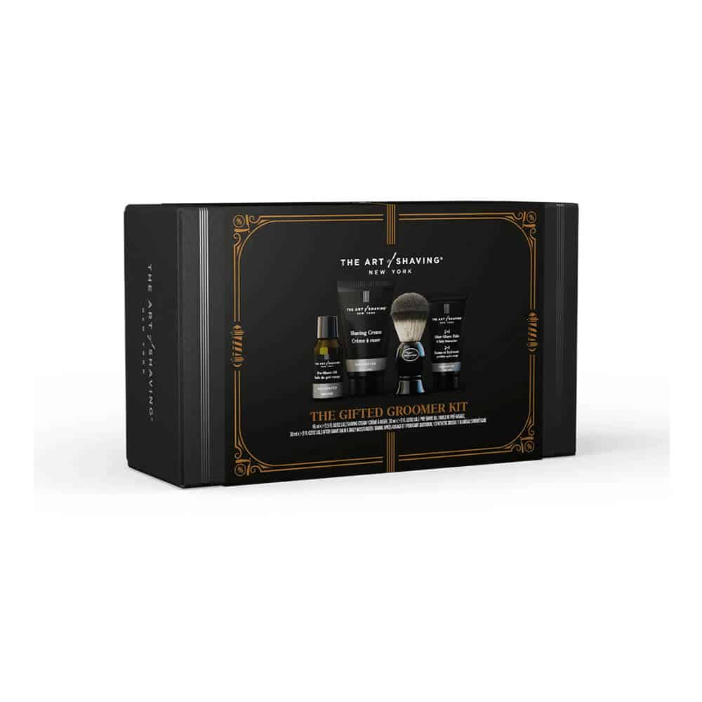 The Art of Shaving Unscented Gifted Groomer Kit in black and gold packaging