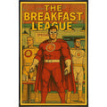 Vintage comic style Breakfast League poster with yellow and red colors in an 11x17 frame.