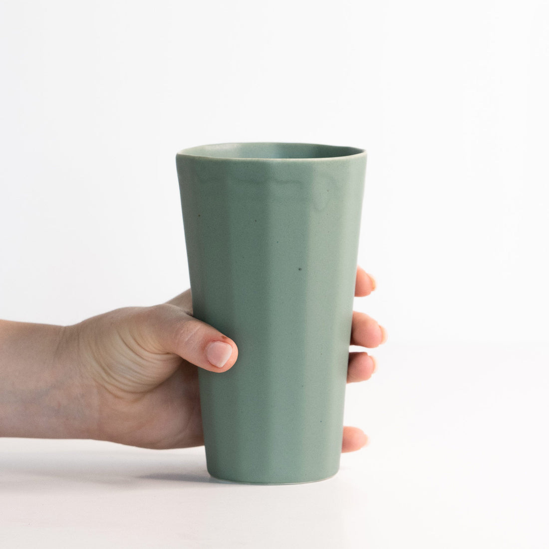 Handmade Porcelain Pint Cup Matte Modern Ceramic Drinkware - Image 4