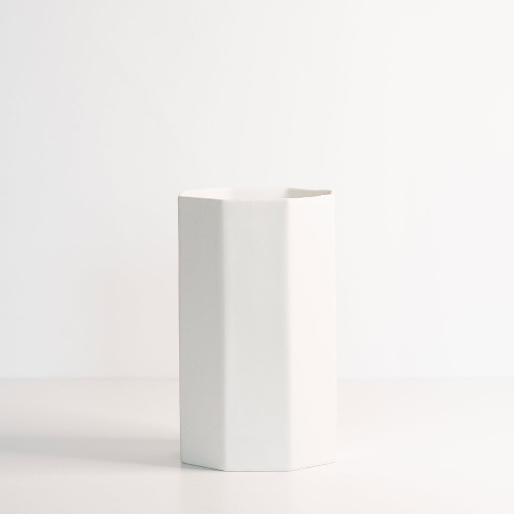 Handmade White Porcelain Octagonal Bouquet Vase