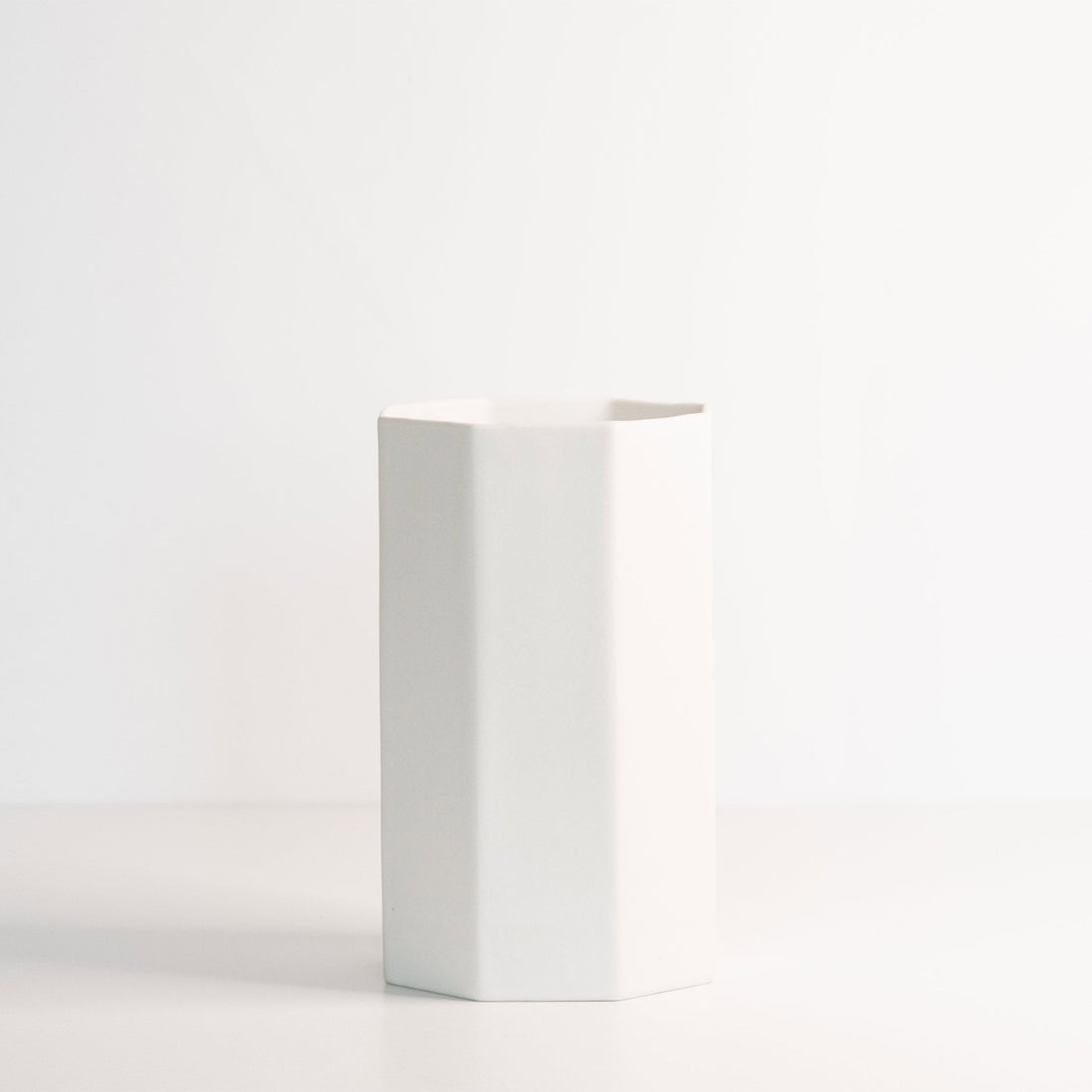Handmade White Porcelain Octagonal Bouquet Vase