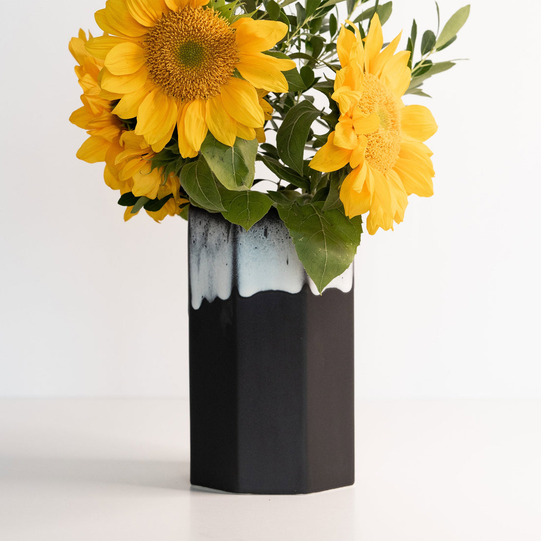 Handmade White Porcelain Octagonal Bouquet Vase