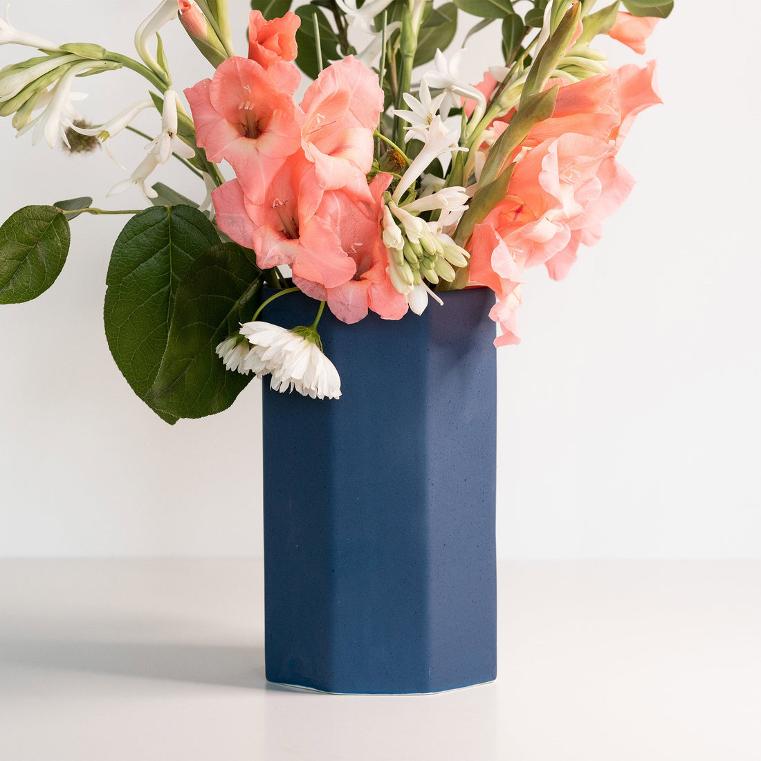 Handmade White Porcelain Octagonal Bouquet Vase