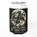 Jersey Devil Beast of the Pines can cooler in black and cream featuring a gothic cryptid illustration.