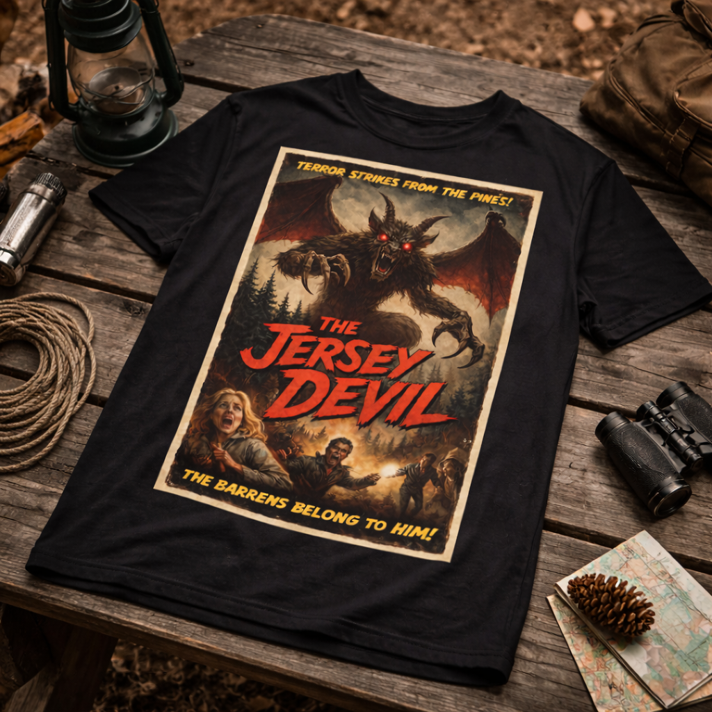 Jersey Devil Horror Movie Poster Graphic Tee Retro Pinelands