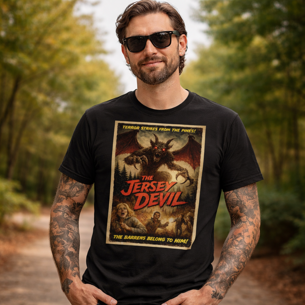 Jersey Devil Horror Movie Poster Graphic Tee Retro Pinelands