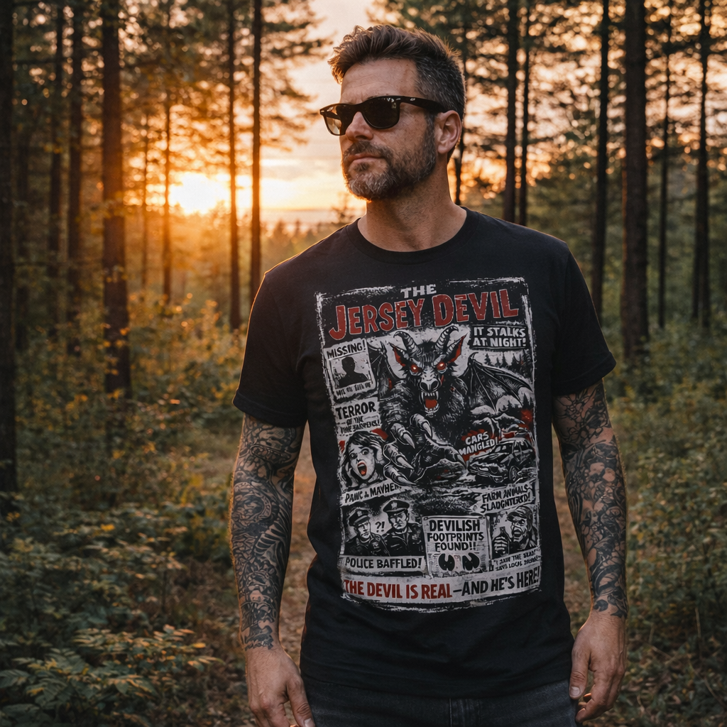 The Jersey Devil It Stalks at Night Graphic Tee - Unisex Black