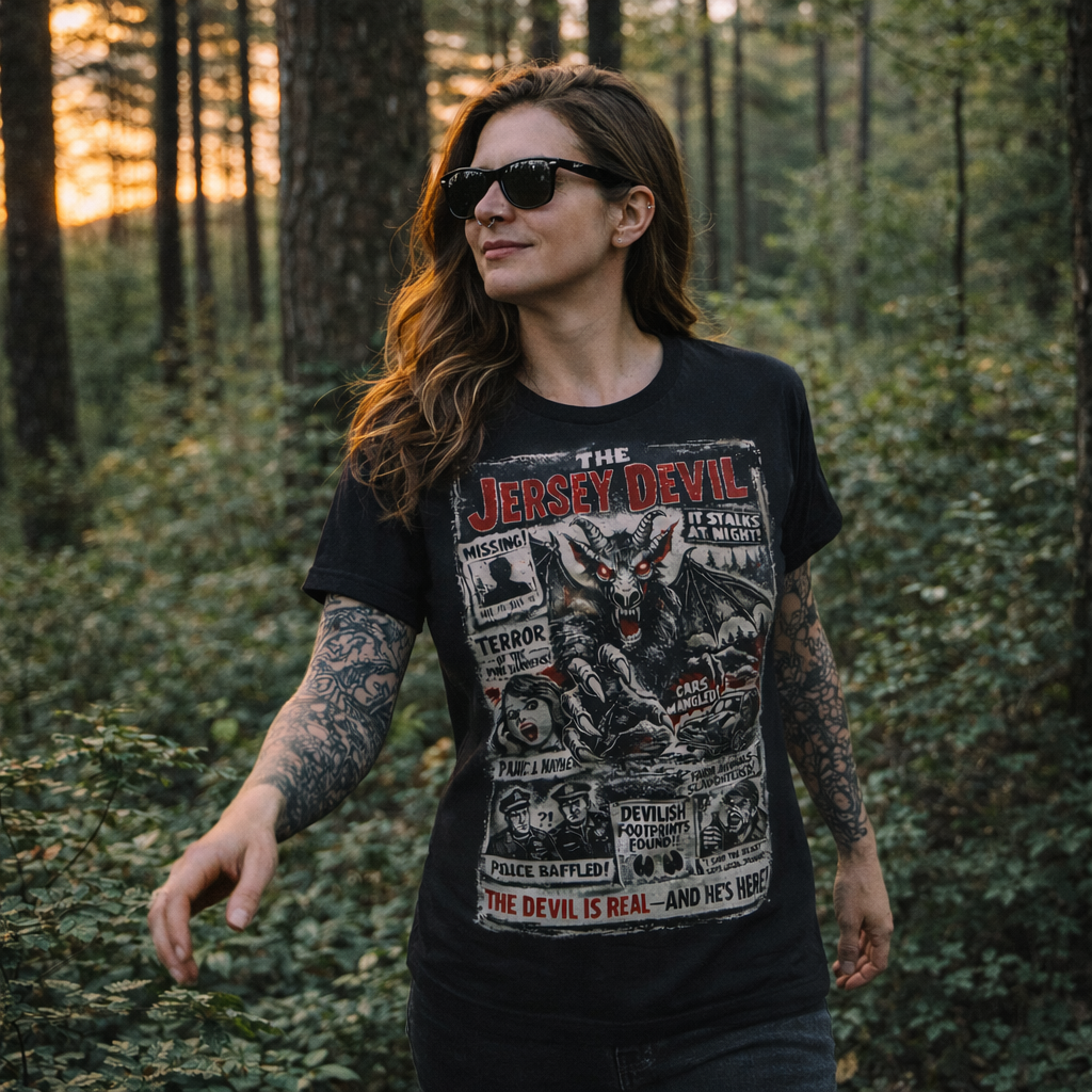 The Jersey Devil It Stalks at Night Graphic Tee - Unisex Black