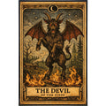 Artistic print of the Jersey Devil depicted as The Devil tarot card standing in the Pine Barrens