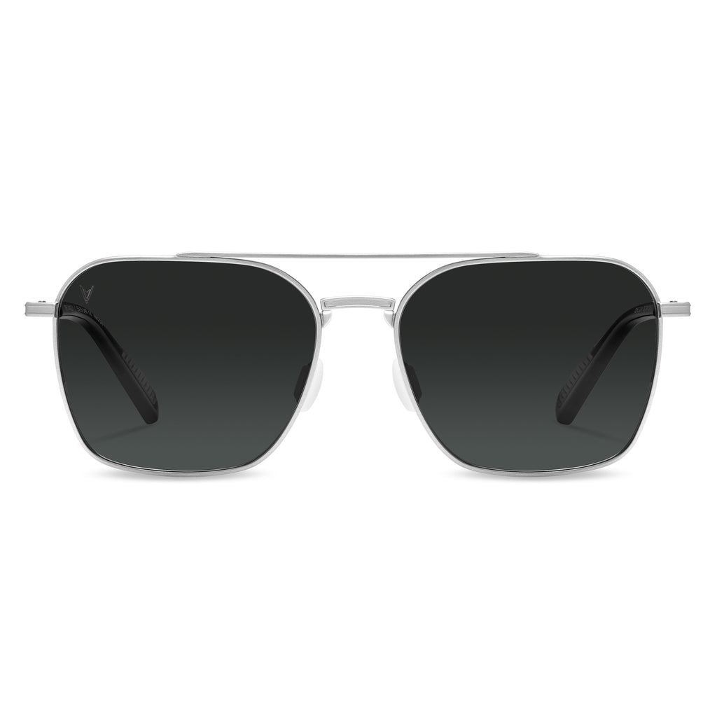 The Langley navigator sunglasses in Silver Smoke colorway