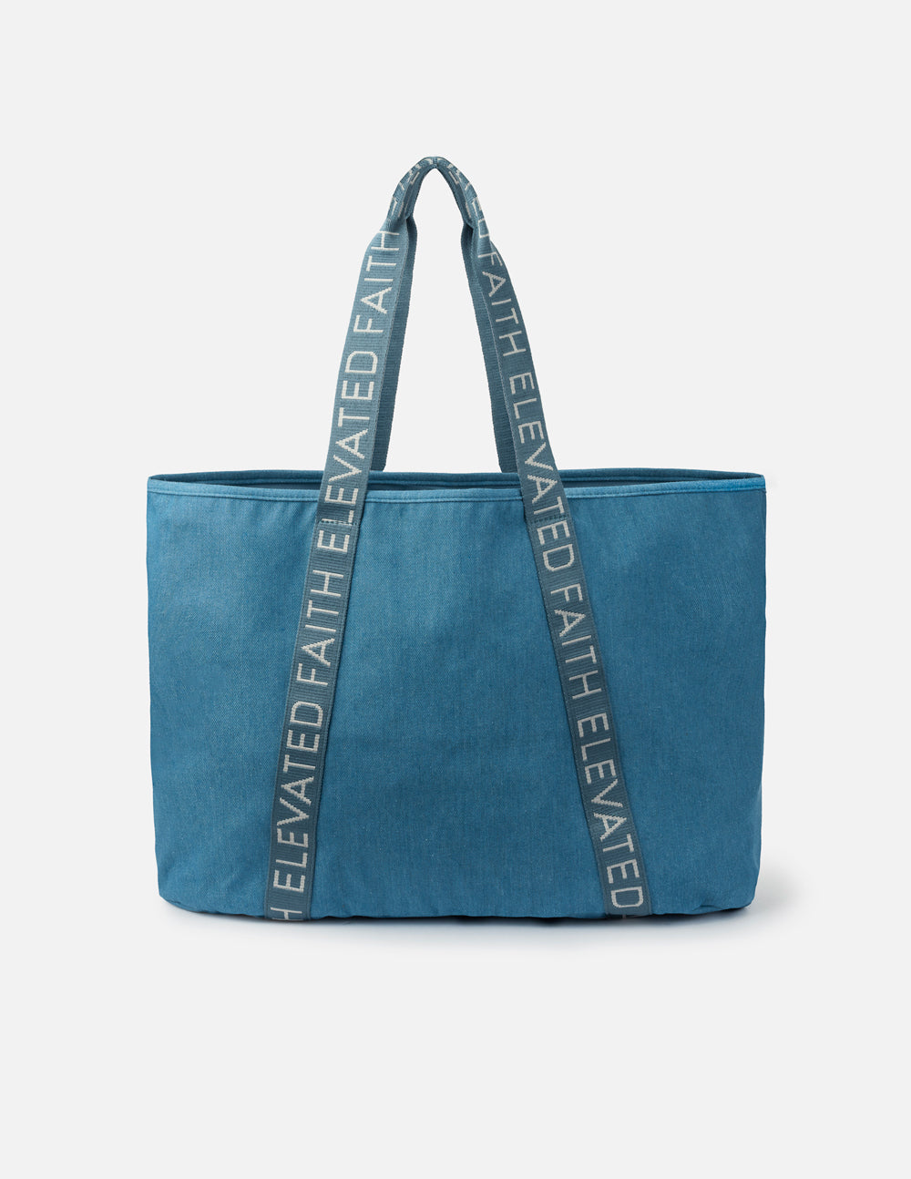 Large Everyday Denim Tote Bag with Customizable Faith Patch Kit
