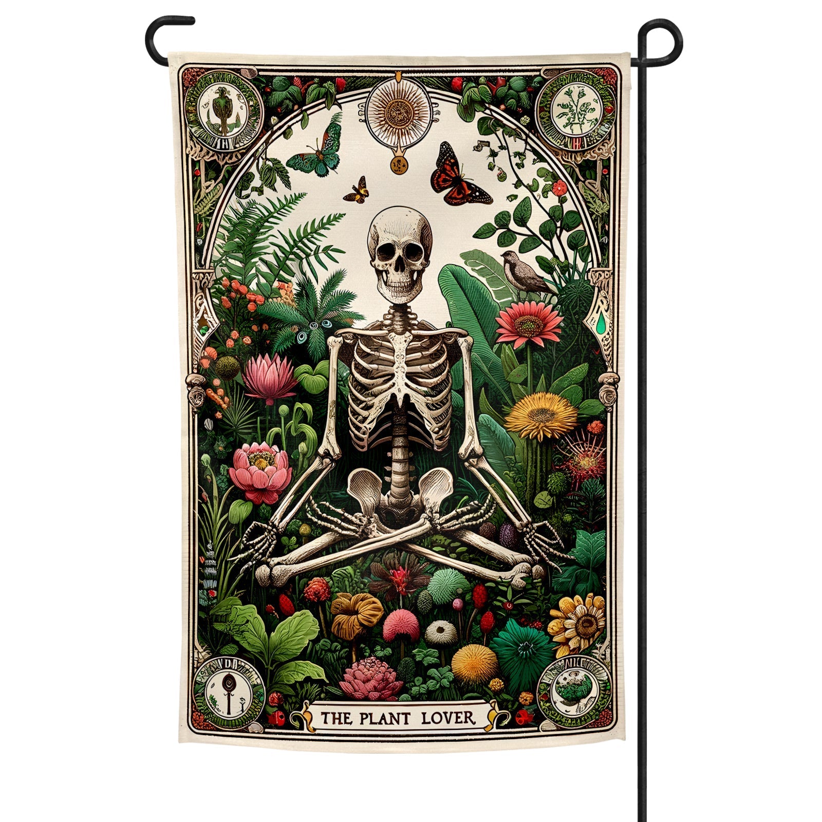 Plant Lover Tarot garden flag, 12x18 inch, featuring nature-themed artistic print on durable polyester