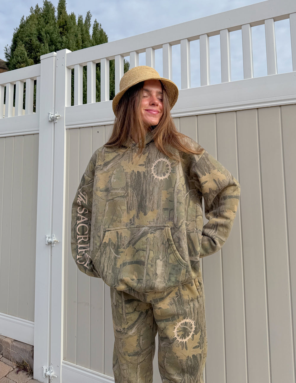 The Sacrifice Camo Unisex Hoodie in Green, Brown, and Tan