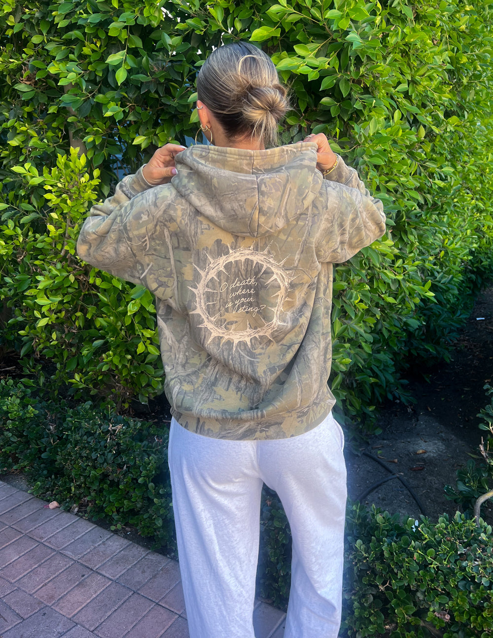 The Sacrifice Camo Unisex Hoodie in Green, Brown, and Tan