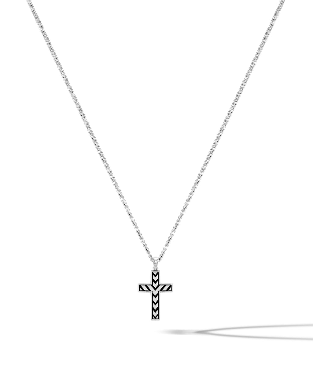 Sterling Silver Compass Pendant Necklace with Onyx Curb Chain Set