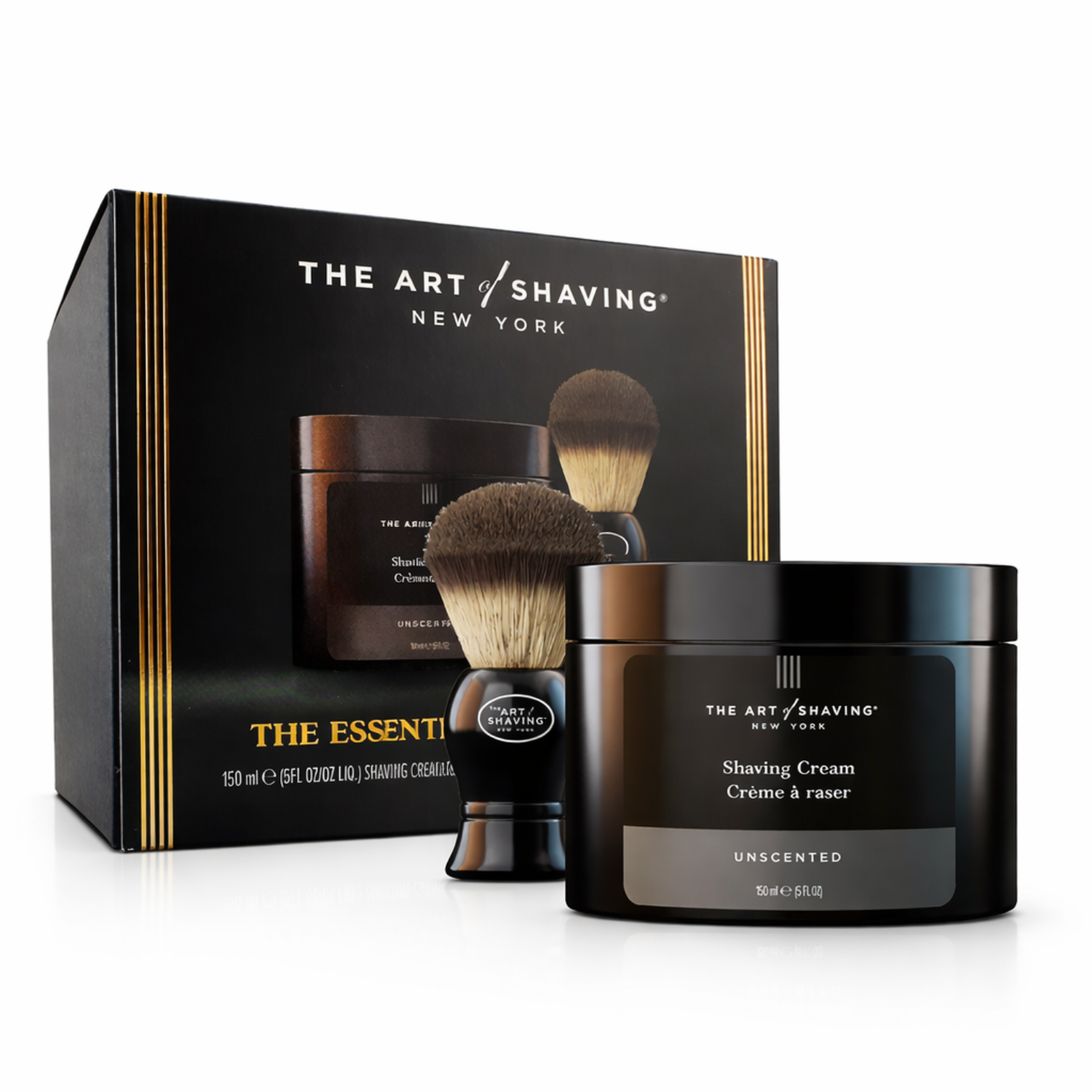 The Art of Shaving Essential Starter Kit in black and brown packaging