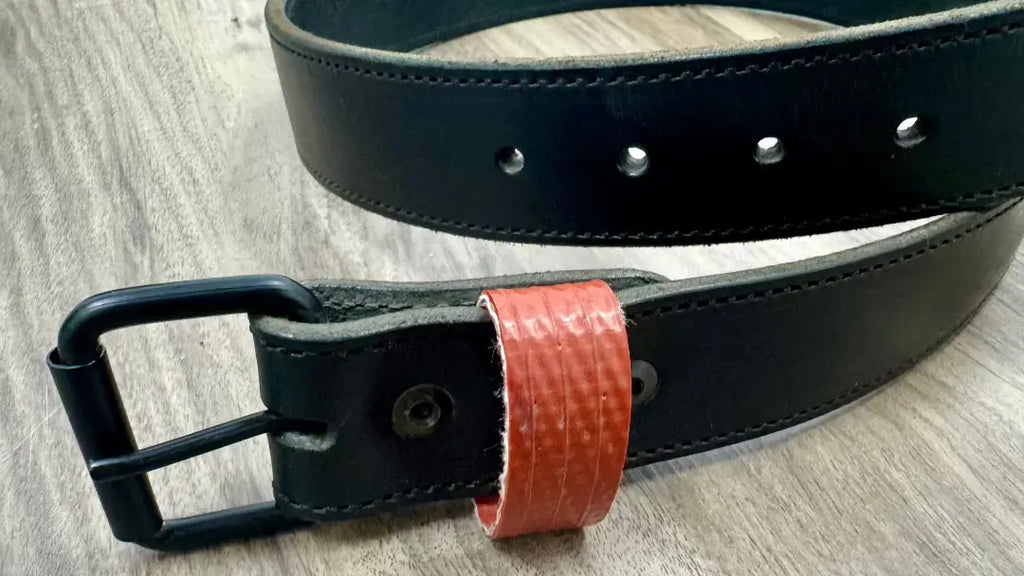Thin Red Line Leather Belt with Authentic Fire Hose Inlay