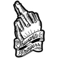 Thoughts and Prayers vinyl sticker, rectangular shape, black text on white background, 2.5 by 4.5 inches.