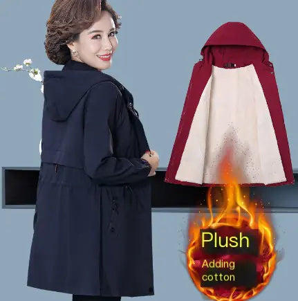 Plus Size Women's Autumn Winter Long Coat for Moms