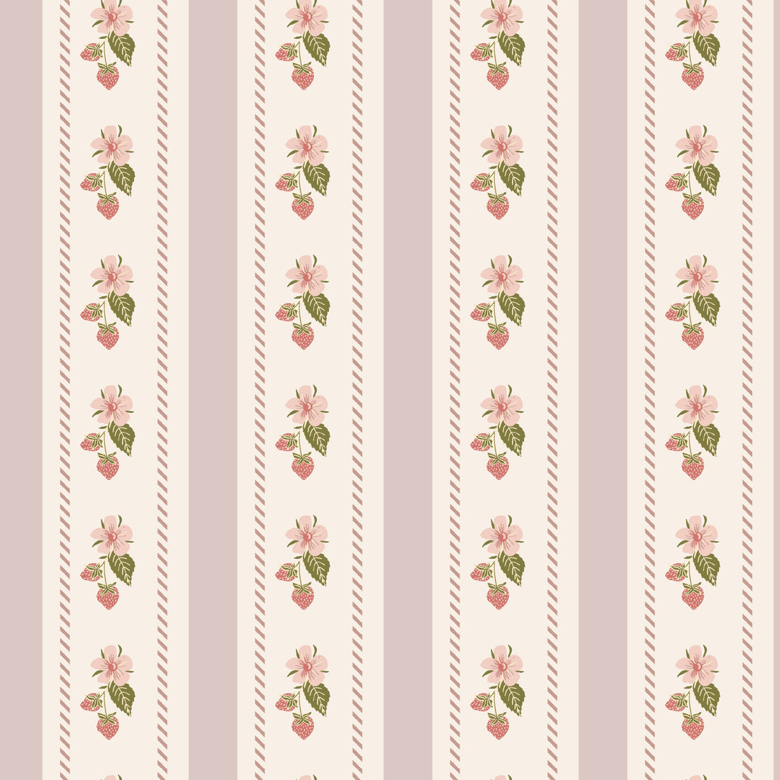 Tilda Floral Wallpaper, Pink and Green Vintage Cottagecore Decor