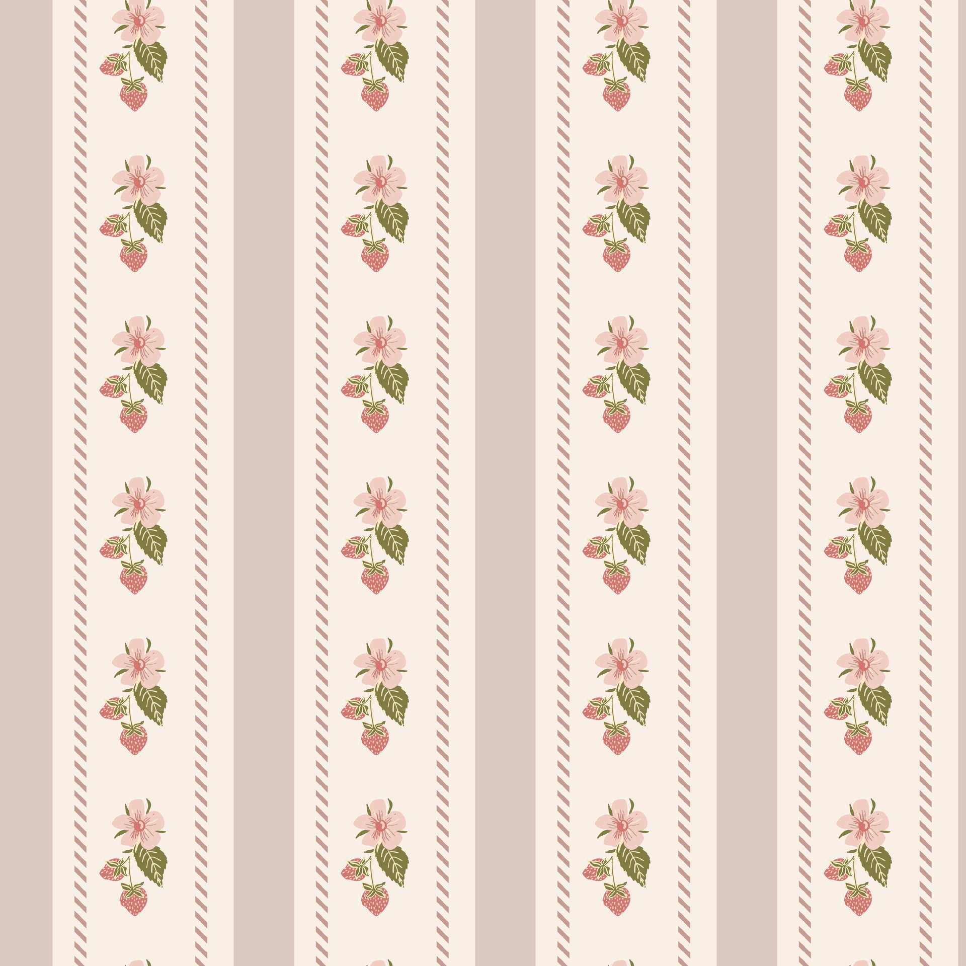 Tilda Floral Wallpaper, Pink and Green Vintage Cottagecore Decor