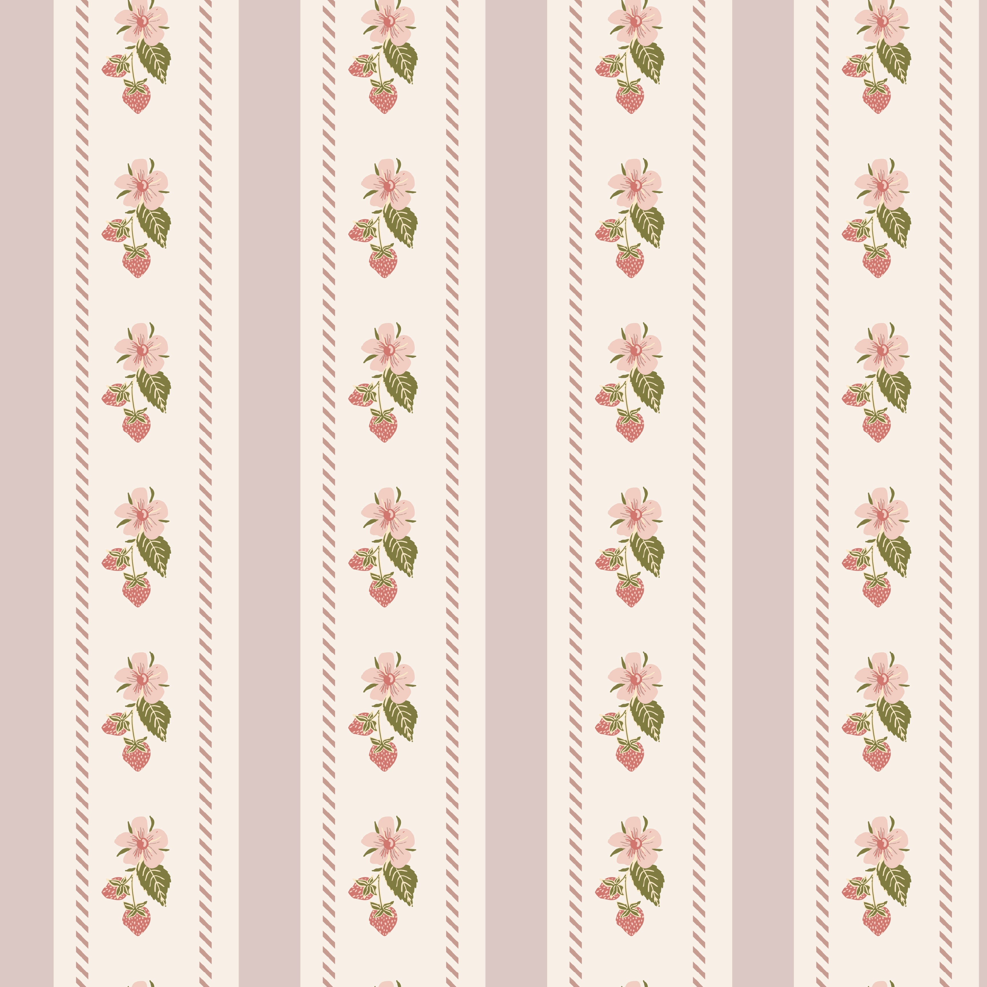 Tilda Floral Wallpaper, Pink and Green Vintage Cottagecore Decor